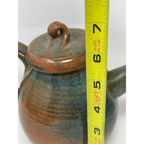 Art Pottery Stoneware TEAPOT Handmade Studio Signed AMR Vintage Brown GLAZE - Picture 11 of 11